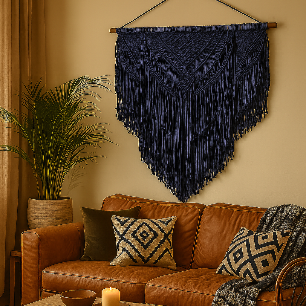 Handcrafted Medium Macrame Blue – Clay & Colour
