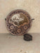 Medium Round Brown and White Cowhide Tooled Leather Hand Bag