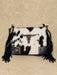 Black And White Cowhide Tasselled Handbag With Bull Skull A Pops Of Bl