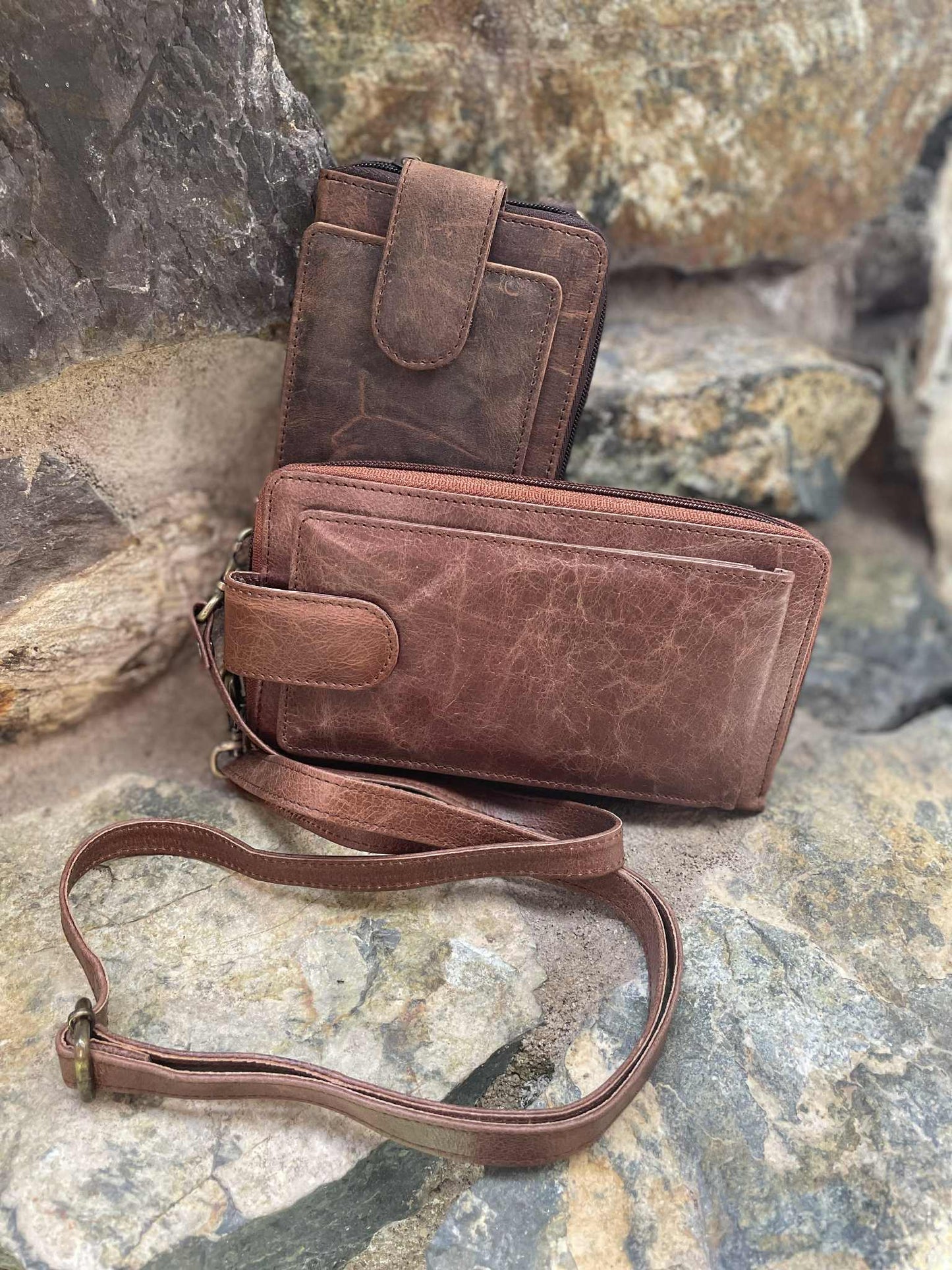 Brown Leather Mini Cross Body Bag