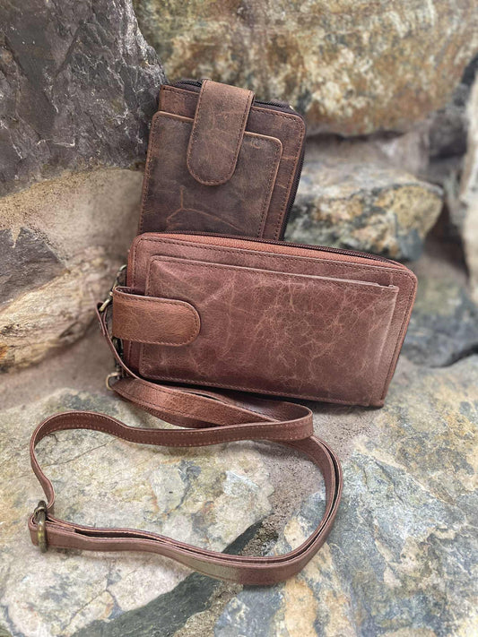 Brown Leather Mini Cross Body Bag