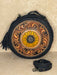 Tooled Sunflower Black Leather Handbag With A Splash Of Red