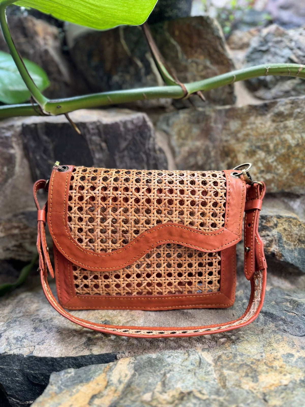 Tan Rattan Tote Handbag – Clay & Colour