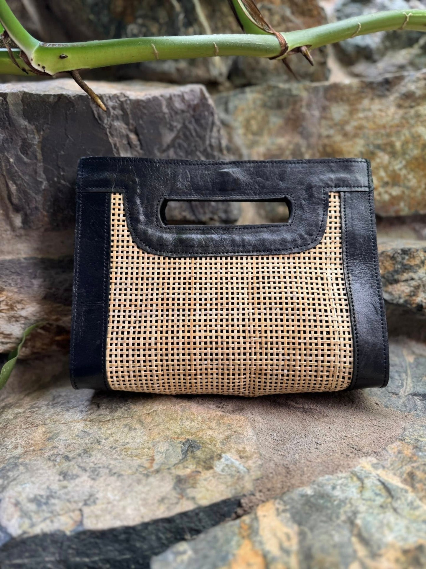 Black Rattan Tote Bag