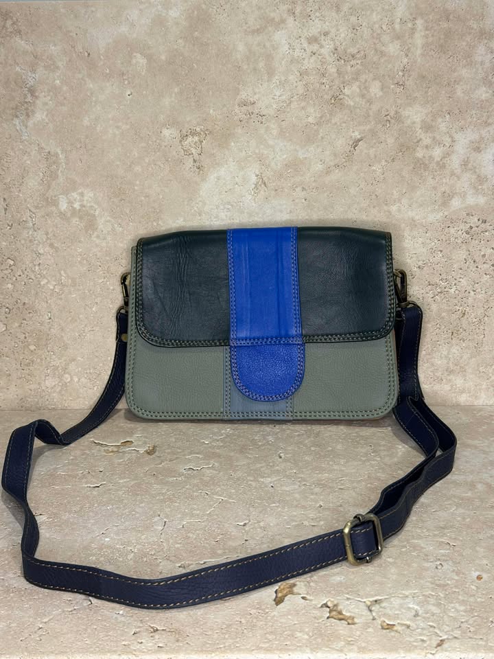 Blue And Green Vintage Leather Bag