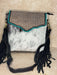 Black & White Cowhide and Tooled Leather Bag with tassels