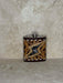 Salt and Pepper Cowhide Lighting Bolt With Tooled Floral Flask Holder 