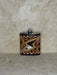 Brown And White Cowhide Lighting Bolt With Tooled Floral Flask Holder 