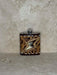 Black and White Cowhide Lighting Bolt With Tooled Floral Flask Holder 