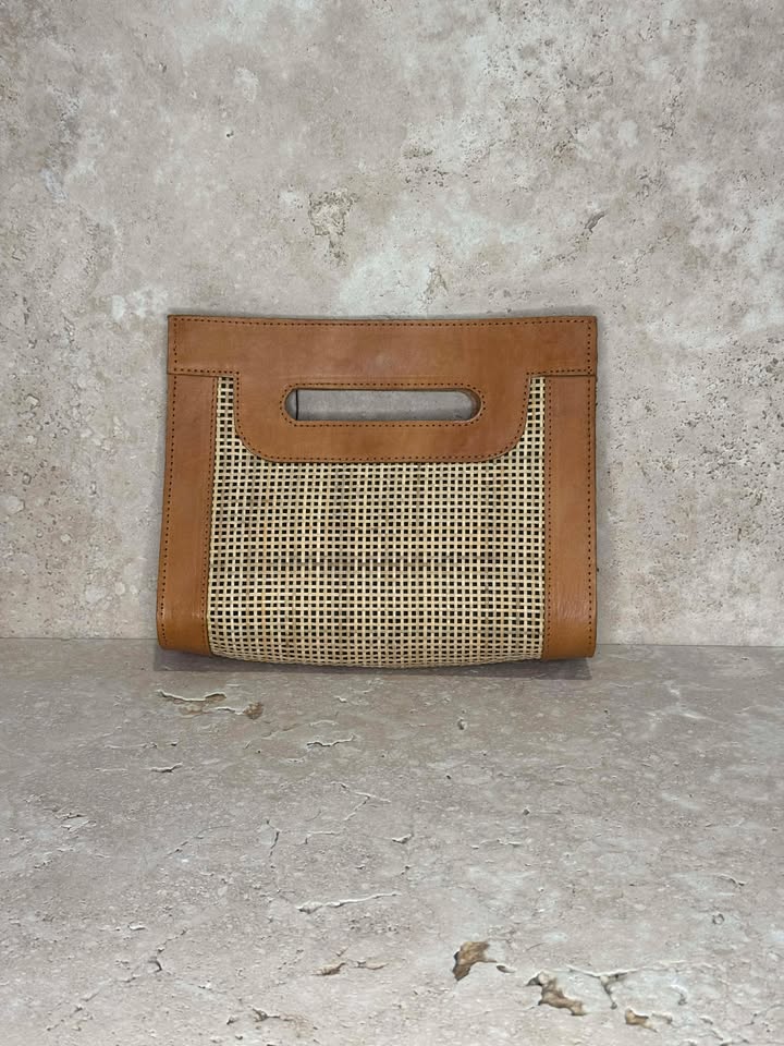 Tan Rattan Tote Bag