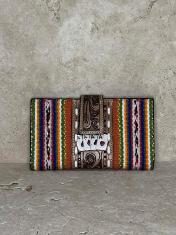 Aztec Saddle Blanket Wallet with Card Tooling Multi