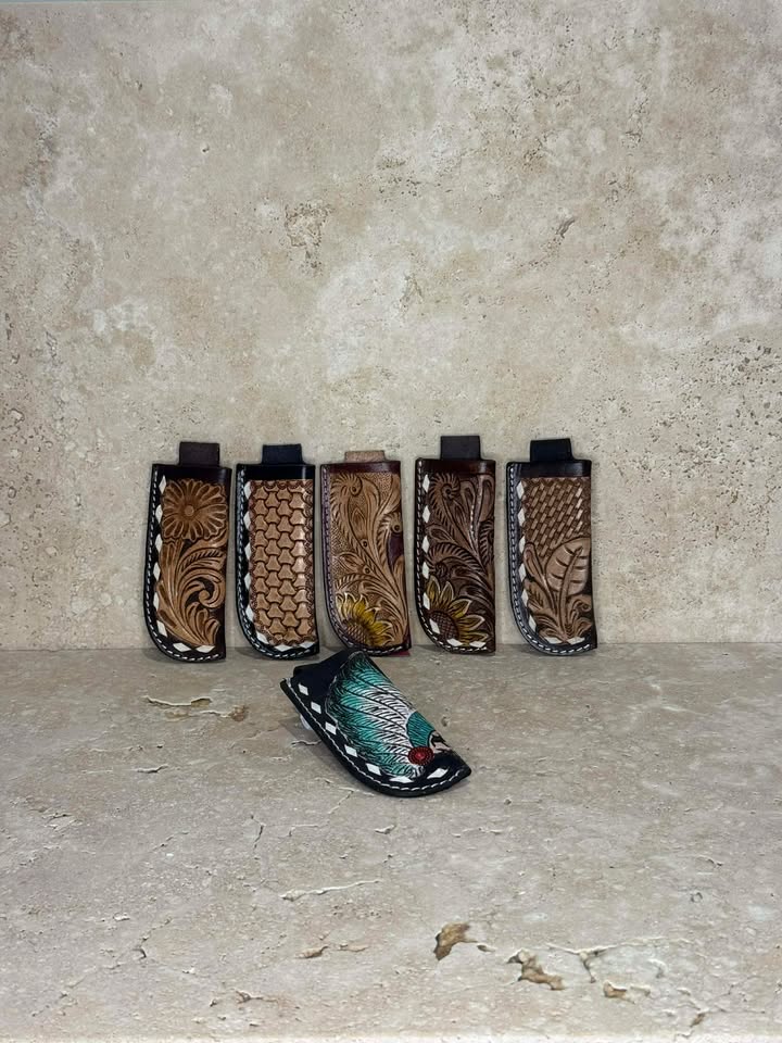 Floral Tooled Pocket Knife Holder
