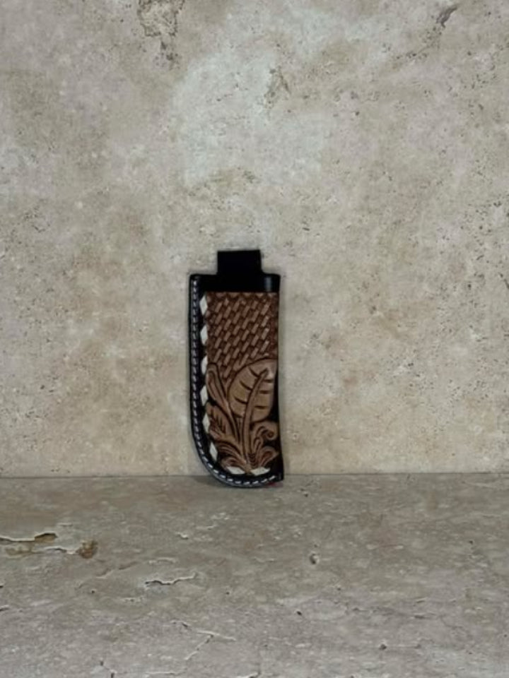 Floral Tooled Pocket Knife Holder