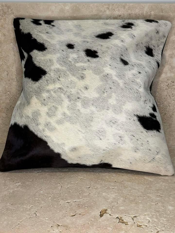 Black and White Patchwork Cowhide Cushion Cover
