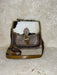 Small Brown & White Cowhide Leather Hand Bag