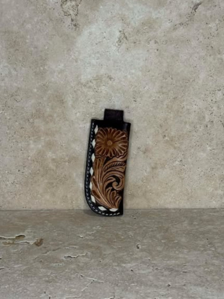 Floral Tooled Pocket Knife Holder
