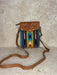 Aztec Saddle Blanket Hand Bag with Tooling Small Tan and Blue