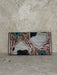 Turquoise Geometric Tooled Black & White Cowhide Leather Clutch