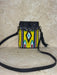 Aztec Saddle Blanket Hand Bag with Tooling Small Black and Yellow