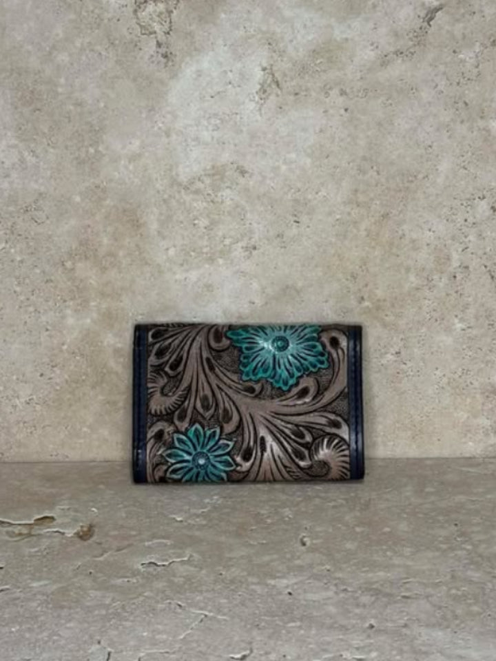 Cow Skull Tooled Leather Small Purse