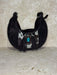 Brown & White Cowhide Moon shape Leather Bag with Turquoise Stone