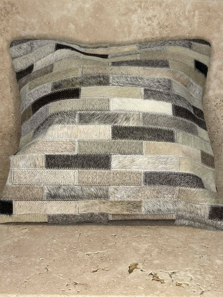 Black And White Patchwork Cowhide Cushion Cover