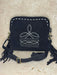 Boot Stitch Black Leather Bag with tassels