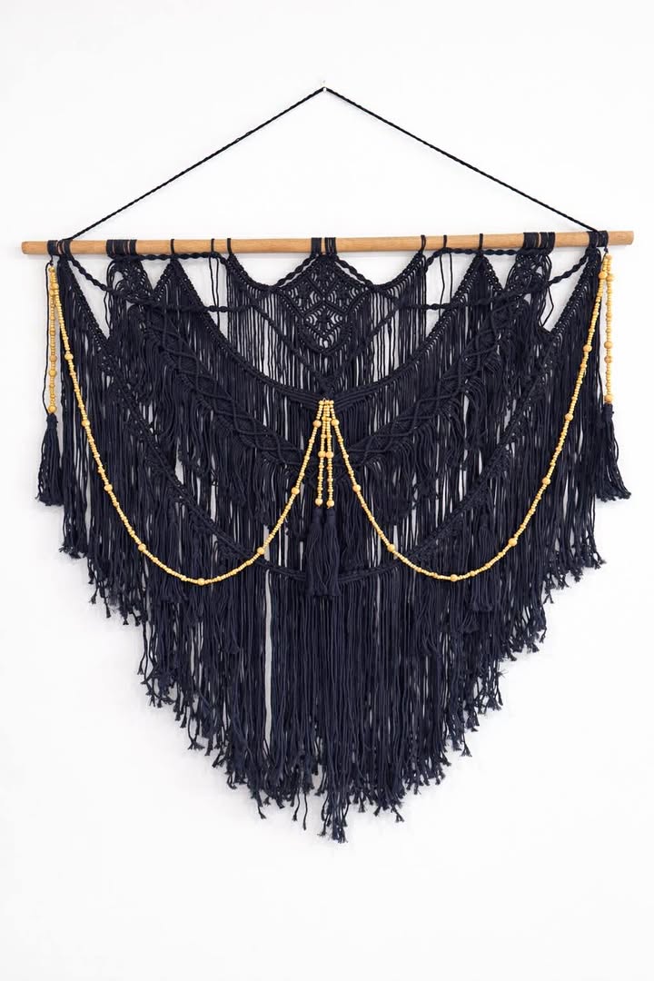 Noir Weave Navy Blue Macramé