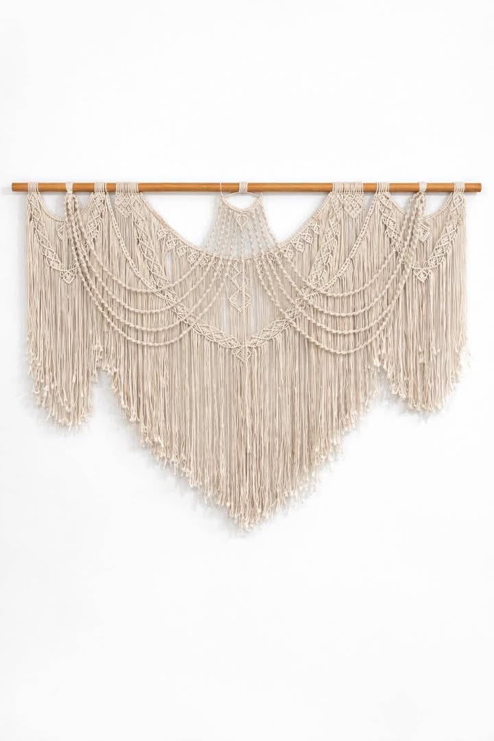 Handcrafted X Large Macrame Neutral Off White