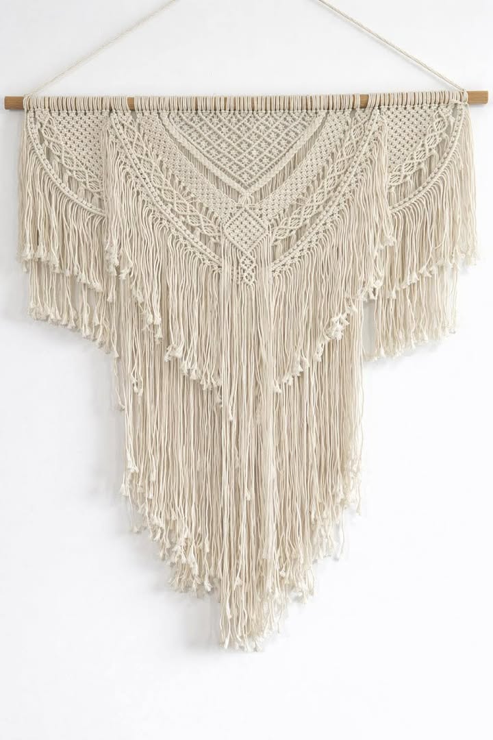 Handcrafted Medium Macrame Neutral Off White
