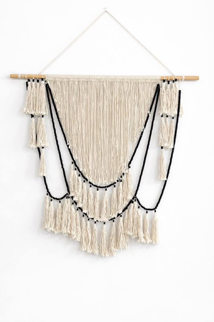 Boho Beaded Large Macrame Neutral