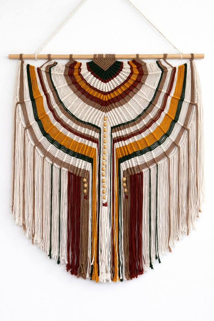 Geometric Winged Macrame in Earth Colours