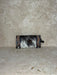 Black & White Tooled Cowhide Leather Clutch with Wrist Strap