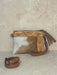 Tan And White Cowhide Floral Tooled Leather Handbag