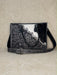 Diagonal Black & White Tooled Leather & Cowhide Tote