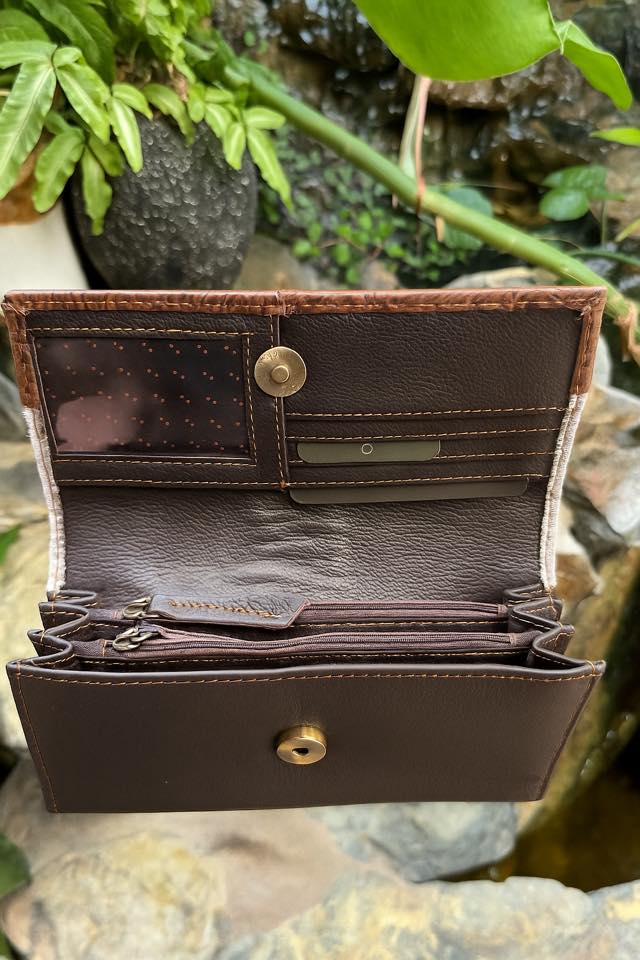 Tooled T Leather and Cowhide Purse