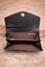 Brown & White Tooled Cowhide Leather Clutch with Wrist Strap