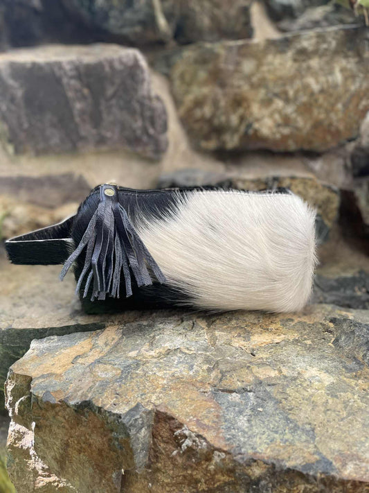 Cowhide Toiletry Bag Black & White