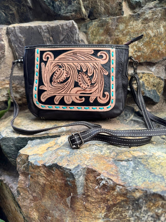 Medium Tooled Leather Hand Bag