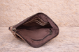 Cowhide Leather Satchel Clutch with Wrist Strap