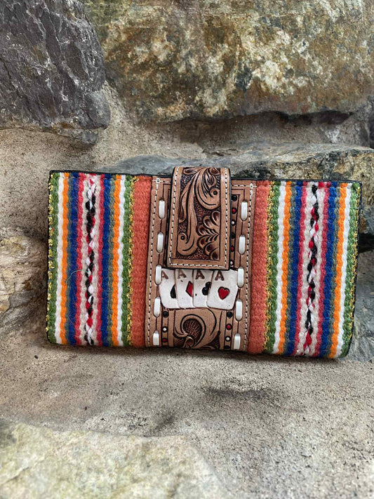 Aztec Saddle Blanket Wallet with Card Tooling Multi