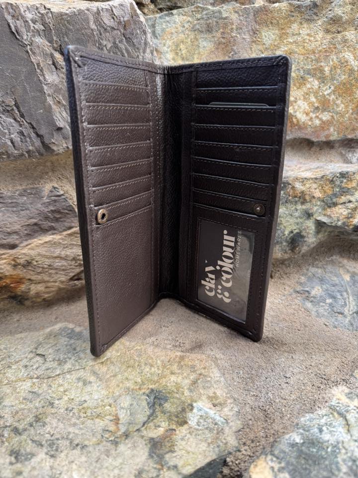 Tooled Wing Leather and Cowhide Wallet