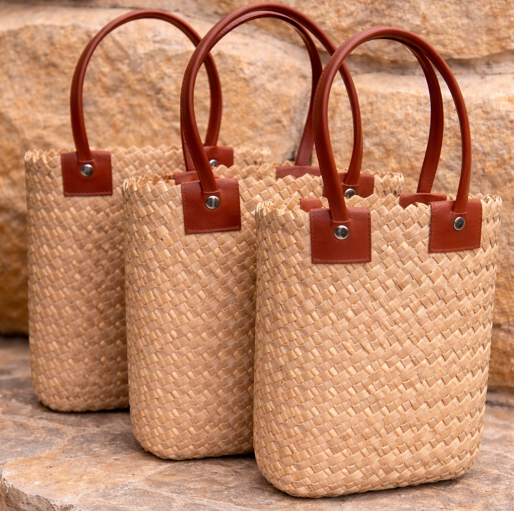 Tan Cane Handbag Large