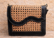 Black Rattan Tote Handbag