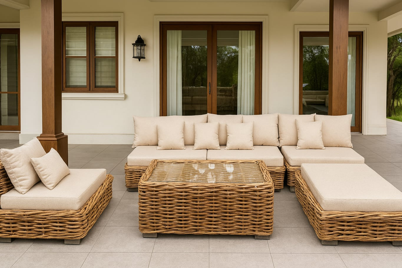 Outdoor Rattan Lounge Natural