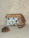 Tan And White Cowhide Floral Tooled Leather Handbag